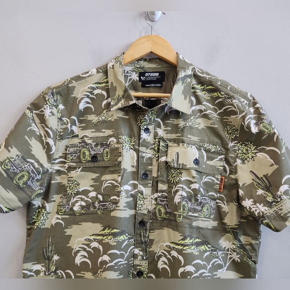 Off The Grid Baja Shirt Vented Outdoor Jeep Green Pockets Men's Size Large - Picture 2 of 7